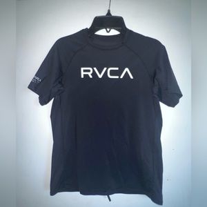 RVCA Kids Short Sleeved Rash Guard, Black, Size L